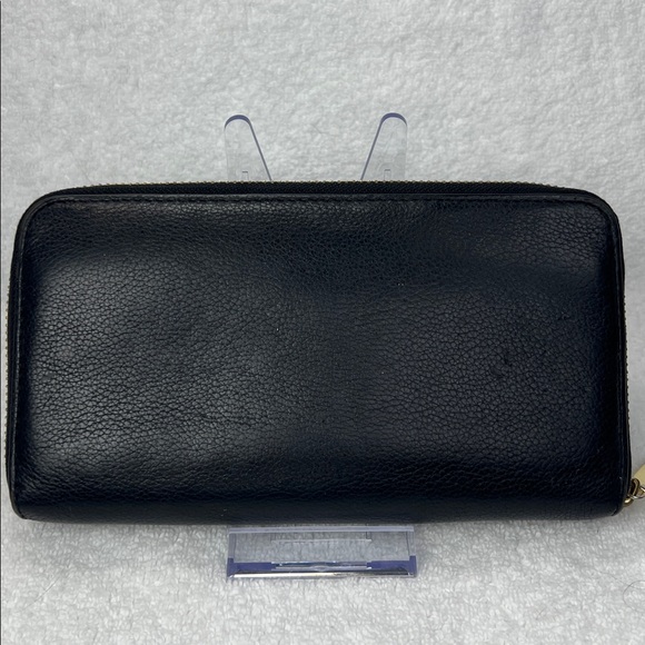Tory Burch Black Leather Zip Wallet - Picture 2 of 8